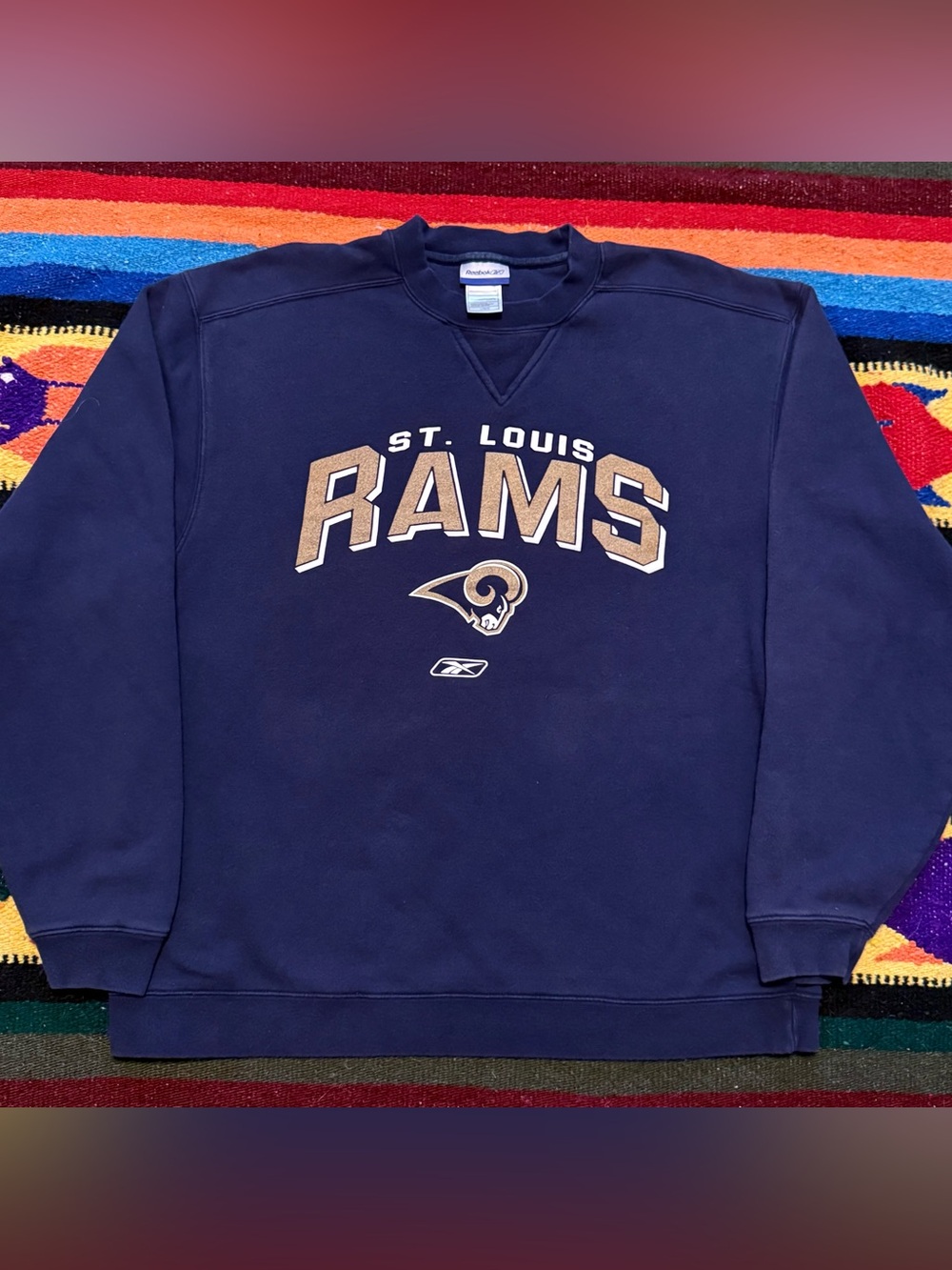Reebok Navy St. Louis Rams Pullover Crewneck